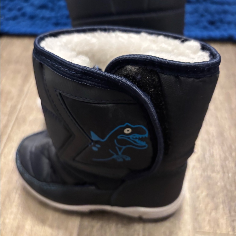 Cozy Navy Shark Kids Snow Boots